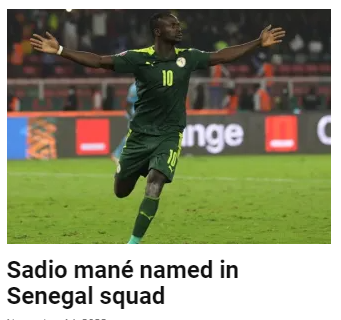 Sadio mané named in Senegal squad